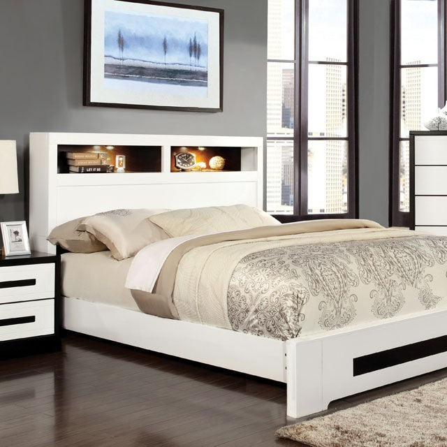 Rutger Contemporary California King Bed (White/Ebony)