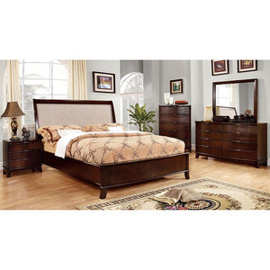 Mercer Contemporary King Bed (Brown Cherry/Beige)