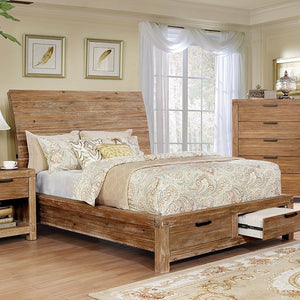 Dion Rustic-style Bed (Weathered Light Oak)