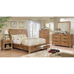 Dion Rustic-style Bed (Weathered Light Oak)