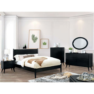Lennart Mid-Century Modern Bed (Black)