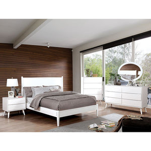 Lennart Mid-Century Modern Bed (White)