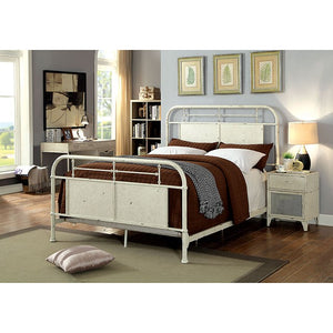 Haldus Industrial-style Bed (Distressed White)