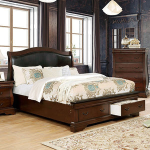 Merida Transitional Bed with Drawers (Brown Cherry)