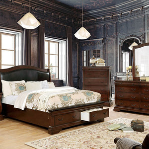 Merida Transitional Bed with Drawers (Brown Cherry)