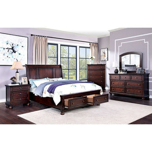 Wells Transitional Bed with Footboard Drawers (Brown)