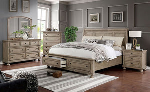 Wells Transitional Bed with Footboard Drawers (Grey)