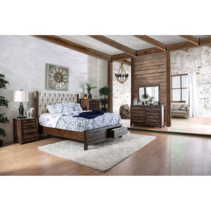 Hutchinson Rustic-style Bed with Drawers (Rustic Natural Tone/Beige)