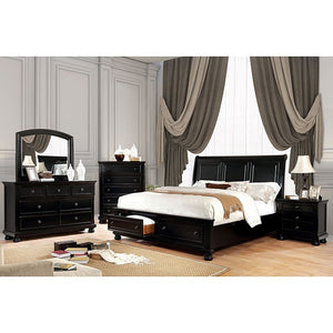 Castor Transitional Bed with Footboard Drawers (Black)