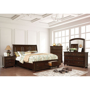 Castor Transitional Bed with Footboard Drawers (Brown Cherry)