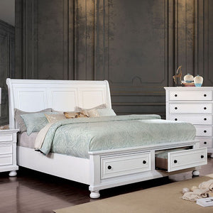 Castor Transitional Bed with Footboard Drawers (White)