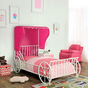 Charm Metal Full Bed (Pink/White)