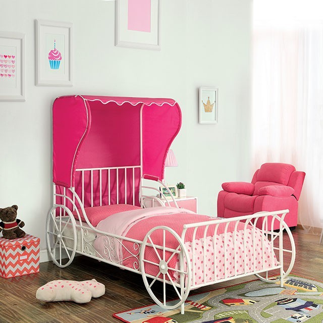 Charm Metal Full Bed (Pink/White)