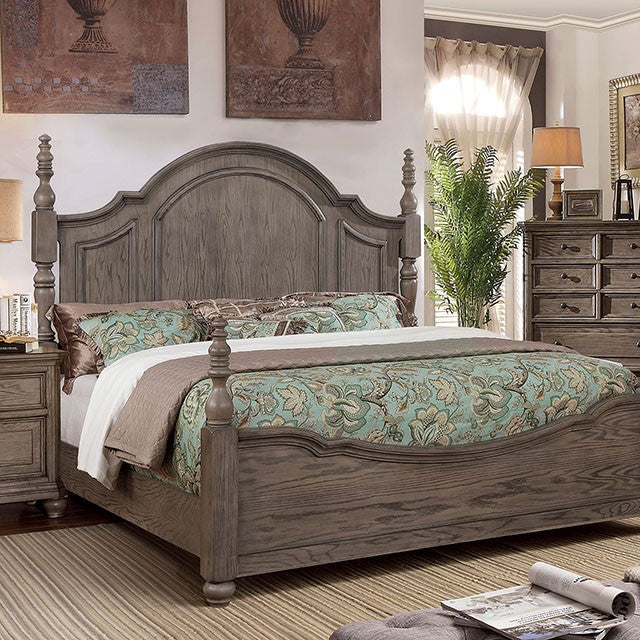 Audrey Transitional Queen Bed (Wire-Brushed Grey)