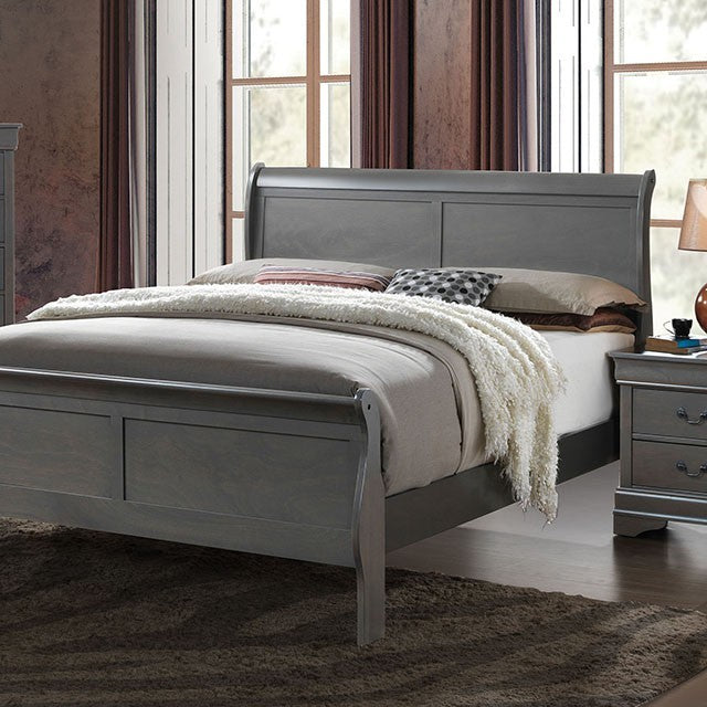 Louis Philippe II Transitional Queen Bed (Grey)
