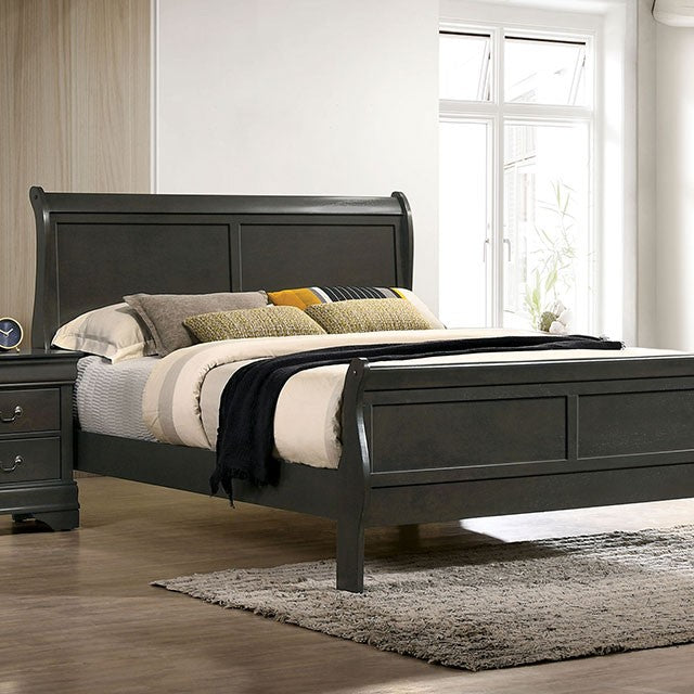 Louis Philippe Transitional Bed (Grey)