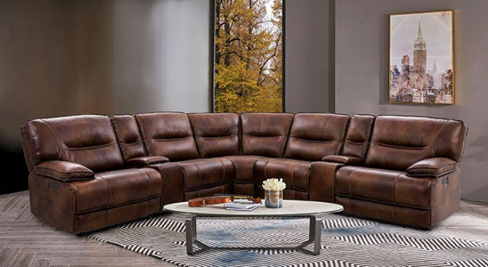 Louella Transitional Power Sectional (Brown)