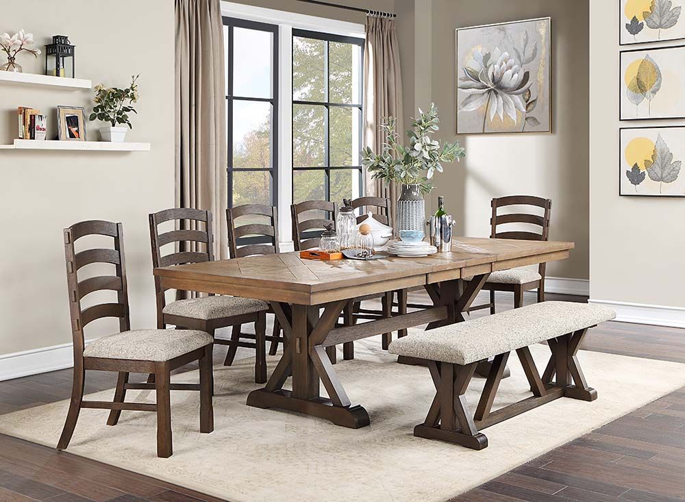 Bench Farmhouse Dining Table Set For RUSTIC FARMHOUSE TABLE Set