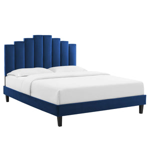 Elise Velvet Platform Bed With Black legs (Navy Blue)