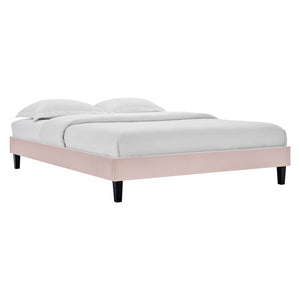 Elise Velvet Platform Bed With Black legs (Pink)