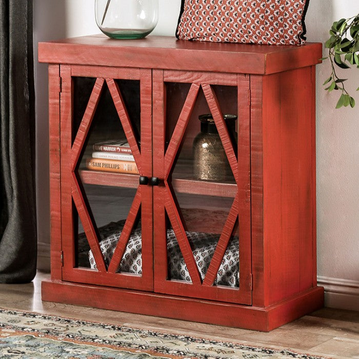 Ledia Rustic-style Cabinet (Farmhouse Red)