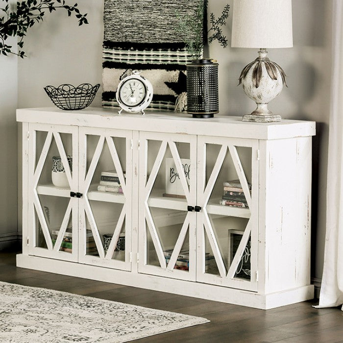 Melia Rustic-style Cabinet (Vintage Ivory)