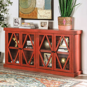 Melia Rustic-style Cabinet (Farmhouse Red)