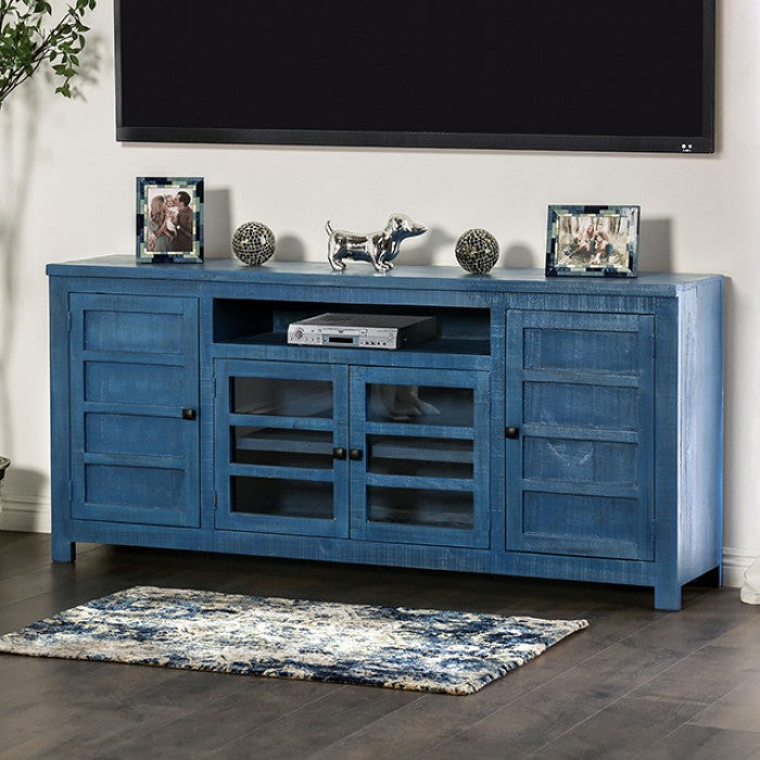 Tedra Rustic-style TV Stand (Denim Blue)