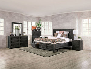 Oakridge Rustic-style Bed (Charcoal)