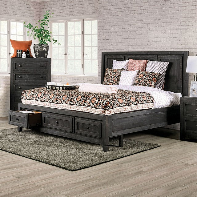 Oakridge Rustic-style Bed (Charcoal)