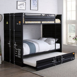 Estonne Twin Bunk Bed with Trundle (Black)