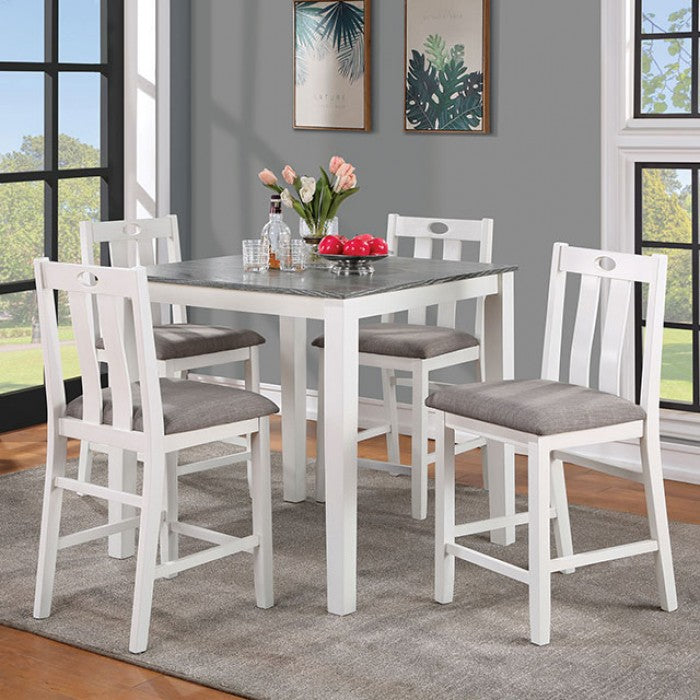 Dunseith Counter Height 5-PCS Dining Set (White/Grey)