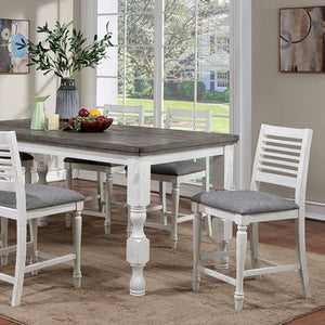Calabria 7-PCS Counter Height Rustic-style Dining Set (Antique White/Grey)