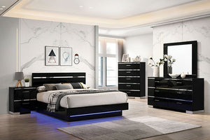 Erlach Contemporary Bed (Black)