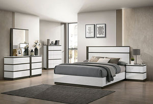 Birsfelden Contemporary Bed (White/Grey)