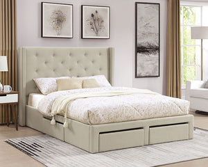 Mitchelle Contemporary Bed (Beige)