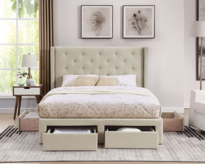 Mitchelle Contemporary Bed (Beige)