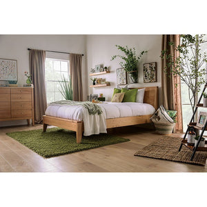 Williamette Mid-Modern Bed (Light Oak)
