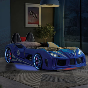 Trackster Racecar Bed with LED Lights (Blue)
