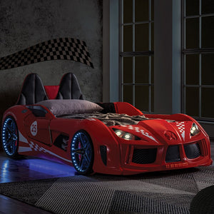 Trackster Racecar Bed with LED Lights (Red)