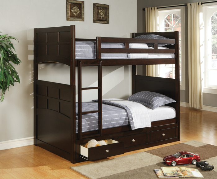 Jasper Twin Bunk Bed With Ladder (Cappuccino)