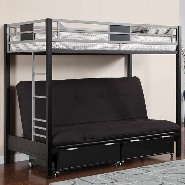 Clifton Twin-Over-Futon Bunk Bed (Silver)