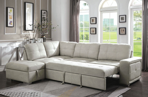 Risca Contemporary Sleeper Sectional (Beige)