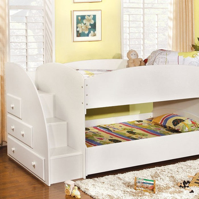 Merritt Bunk Bed With Storage Drawers (White)