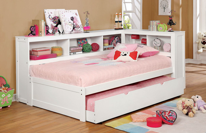 Frankie Day Bed With Storage & Trundle (White)