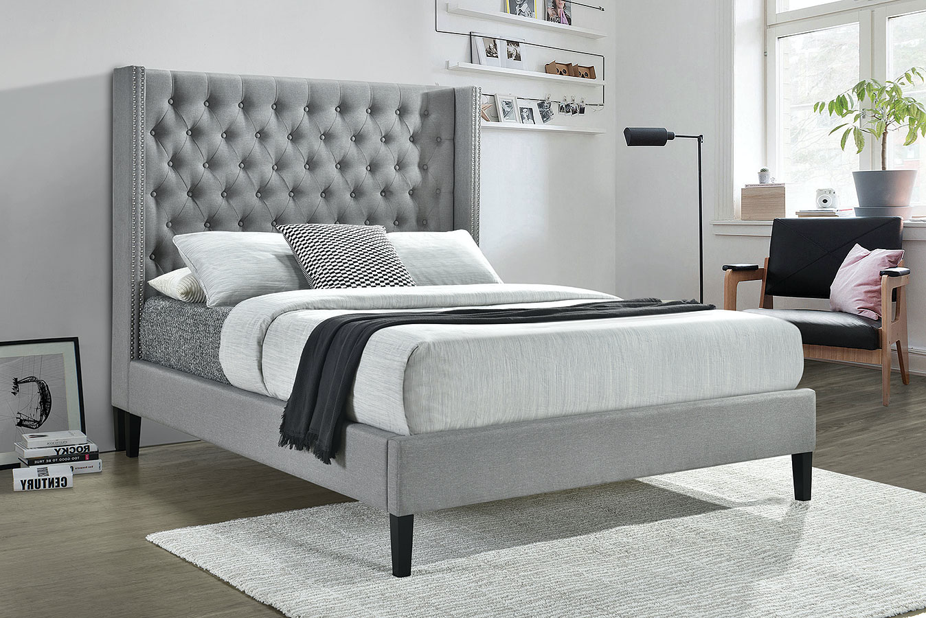 Light grey bed online base