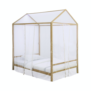Altadena Canopy Bed With LED Lighting (Matte Gold)