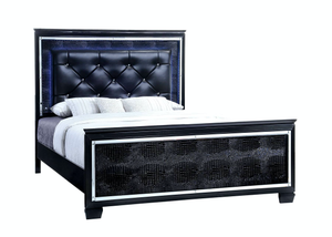 Bellanova Black Crocodile Embossed with Built in LED Lights Bedroom Collection