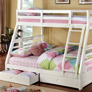 California Twin-Over-Full Bunk Bed with Drawers (White)