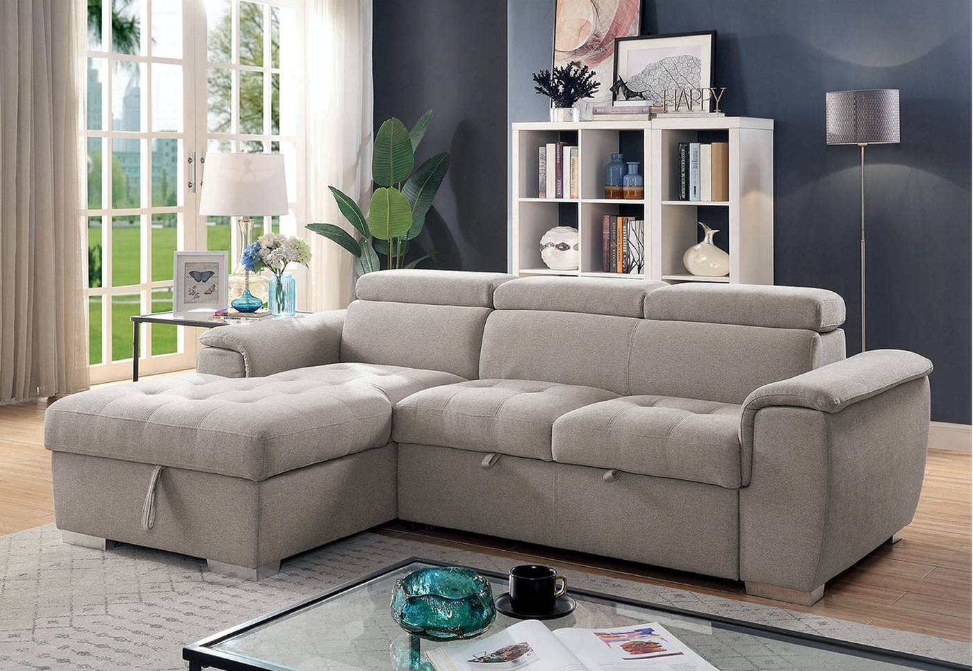 Light grey sleeper sectional deals